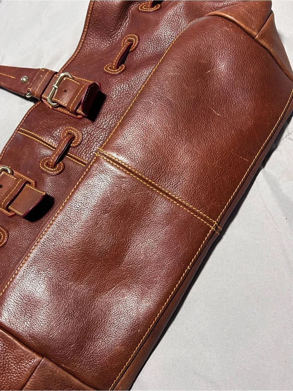 Dooney & Bourke Chiara Pebbled Leather Satchel Cognac Brown